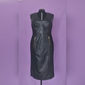 I.N.C. V NECK FAUX LEATHER DRESS